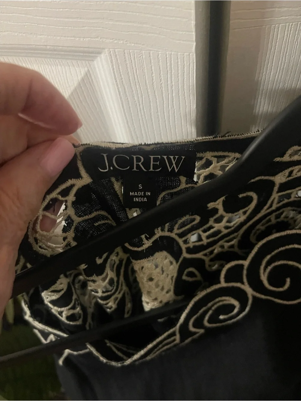 J. Crew Black Maxi Dress with Cream Embroidered Yoke